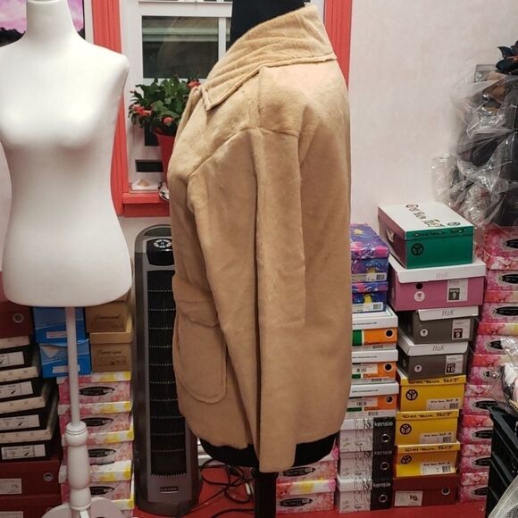 Honey Brown Faux Fur Teddy Jacket sz 14 Lightweight NWT - Picture 4 of 11